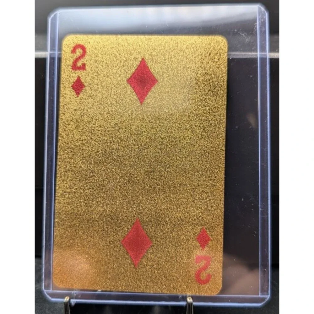 Gold Foil Novelty Lot • $100 Bill Display + 2 of Diamonds Card • Collectible Set - Picture 1 of 2